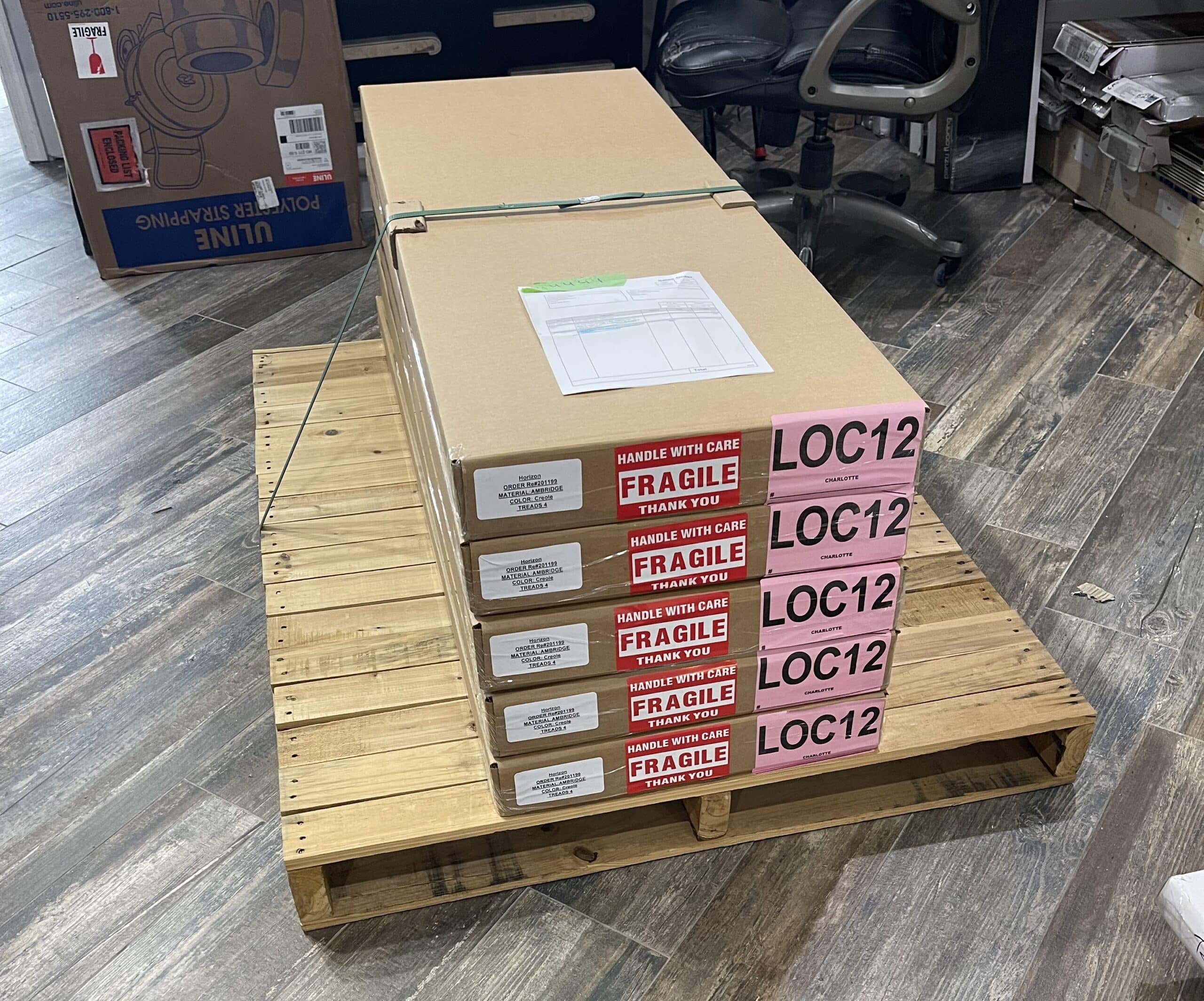 Illinois LVP Bent Vinyl Stair Tread Shipping